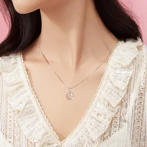 Collana con ciondolo con luna a forma di cuore 925 in argento Sterling "I Love ye" di san valentino per donne regali di gioielli