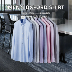 Chemise Formelle Homme Printemps-Automne en Coton Biologique Écologique à Manches Longues 300g Popeline Séchage Rapide Couleur Unie Logo Personnalisé - Product Image 2
