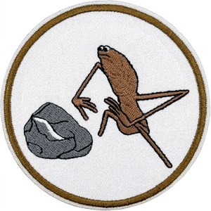 Eco-Friendly Circle Embroidered <b>Patch</b> with Frog and Rock Design <b>Sew</b>-<b>On</b> Applique Canvas PVC Gift Decorative - Product Image 1