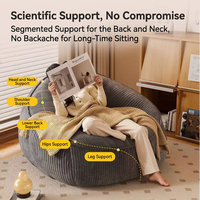 Fauteuil pouf moderne et minimaliste sans cadre ni accoudoirs, compressé sous vide, pour une personne, avec dossier, idéal pour salon décontracté