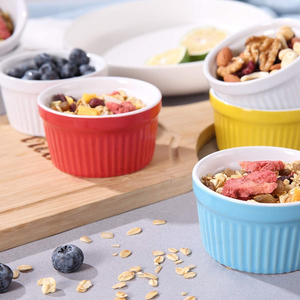 Vaisselle en céramique plats <span class=keywords><strong>de</strong></span> <span class=keywords><strong>four</strong></span> plats à soufflés bol ustensiles <span class=keywords><strong>de</strong></span> cuisine Restaurant à soufflés Dessert ramequins 6oz bol à crème brûlée - Product Image 2