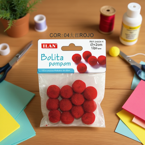 Ilan Bolita Pompom 2.0 Cm Red <b>Wool</b> <b>Craft</b> Decorations - Product Image 3