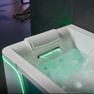 Baignoires à remous en acrylique WB-5040 Rokbath avec lumières LED et jets de massage avec cascade avec robinet de douche en verre - Product Image 5