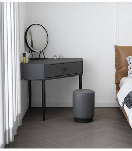 モダンコーナードレッサーテーブルミラースツールセット省スペースベッドルームメイクアップテーブルPUカバー北欧バニティドレッシングテーブルセット - Product Image 4