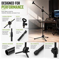 Support de microphone professionnel réglable, trépied en métal robuste pour scène, studio et enregistrement