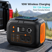 Station d'alimentation portable 296Wh 300W, alimentation 80000mAh AC DC USB-C, charge sans fil 10W, LED pour le camping, la randonnée et la secours en extérieur