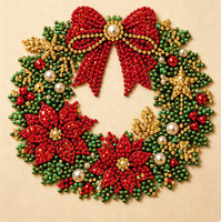 Kit de Peinture Diamant Perle Formée Spéciale Noël, Mosaïque de Strass à Percer Partiellement, Bricolage Artisanat Décoration Murale Maison, Cadeau de Noël