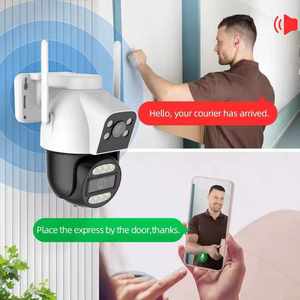 เลนส์คู่ 4MP กล้องวงจรปิดกลางแจ้ง AI กล้องปลุกไร้สายการติดตามการเคลื่อนไหวอัตโนมัติ Wifi PTZ กล้อง IP <span class=keywords><strong>CamHipro</strong></span> - Product Image 4