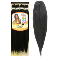 4X Cheveux synthétiques à tresser Ezsy pré-étirés, noir naturel, texture Yaki douce et lisse, thermo-fixables à l'eau chaude pour femmes