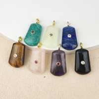 Pendentif en pierres naturelles assorties en forme de cercueil, Amazonite, Quartz Rose, Obsidienne, Améthyste, Œil de Tigre, avec zircon incrusté