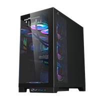 Boîtier PC panoramique avec support de refroidissement liquide 360 mm et ports Type-C, boîtier d'ordinateur de jeu avec ventilateurs ARGB
