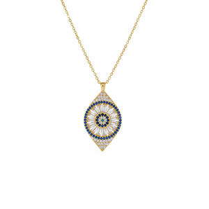 Collier à pendentif en métal doré design mauvais œil - Product Image 2