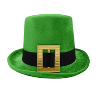 Accessoires de fête pour la Saint-Patrick irlandaise : Chapeau Fedora vert et or avec grande boucle, chapeau de carnaval Saint-Patrick, chapeau de cowboy irlandais