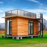 Maison conteneur en acier léger au design moderne pour usage bureautique, avec verrière, 2 chambres, maisonnette préfabriquée avec cuisine et salle de bain