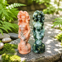 Offre Spéciale : Figurine de Méduse sculptée en cristal de quartz naturel et jade blanc Xiuyan pour la décoration intérieure