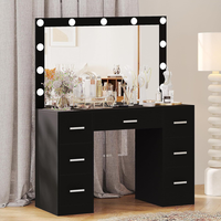 Usine de meubles de luxe en bois chinois coiffeuse en gros blanc maquillage vanité avec miroir luminosité réglable pour les filles