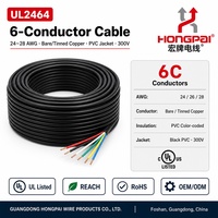 Câble de signal flexible HONGPAI UL2464 à 6 conducteurs 26AWG en cuivre toronné, gaine PVC 300V, pour contrôle électronique