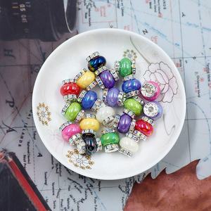 Perles d'espacement en acrylique de 14 mm en gros avec grands trous, perles décoratives en strass pour la fabrication de stylos et de bijoux DIY - Product Image 2