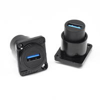 Caja de Conexiones Industrial Impermeable Tipo D con Módulo USB, Conector XLR, Puerto de Video y Adaptador USB 3.0 de Doble Puerto con Tapas de Silicona