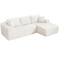 Canapé d'angle en L de 108 pouces, beige, avec chaise longue à droite, accoudoirs carrés, design modulaire, aucun assemblage requis, capacité de 1200 lb, confortable pour salon