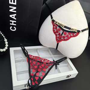 Culotte string personnalisable DIY pour femme, taille basse ajustable, avec strass, <span class=keywords><strong>sexy</strong></span>, brodée cœur d'amour - Product Image 2