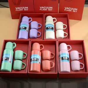 Mocaron Copa sostenible Deporte Revestimiento de cerámica de lujo Recarga de vidrio al vacío de acero inoxidable Juego de termo calentador de alimentos con caja de regalo - Product Image 2