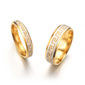 Usine Stock Rétro Exquis Grande Muraille Motif Amoureux Tempérament Mariage Couple Anneaux Ensemble - Product Image 4