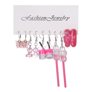 Femmes filles mode boucles d'oreilles goutte 6 paires/ensemble mignon lait thé tasse sirène cerise résine goutte Animal papillon <span class=keywords><strong>canard</strong></span> boucles d'oreilles - Product Image 4