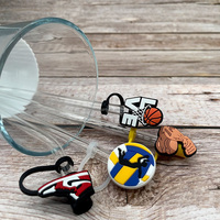 Accessoires de bar : Capuchons de paille personnalisés en PVC et silicone, motifs Basketball, Football, Gym, Sneakers, Stanley Tumblers
