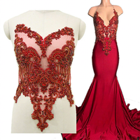 WDP-295 Applique en strass de cristal pour corsage de robe rouge, en stock