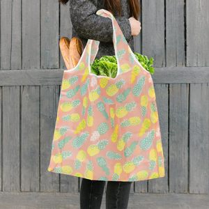 Heavy Duty Expandable Folding Tote <b>Bag</b> Large Reusable 190T Polyester <b>Long</b> Double Cartoon Eco-friendly Grocery Shopping <b>Bag</b> - Product Image 4