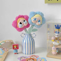 Vase en céramique à double oreilles, rayé, peint à la main, motif bébé pleurant, style nordique frais, décoration de bureau, fleurs séchées, décoration de la maison