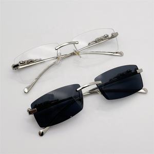 高品質ヴィンテージパンサーヒョウ長方形縁なしサングラス高級フレーム女性メタルシェードレトロ男性サングラス - Product Image 5