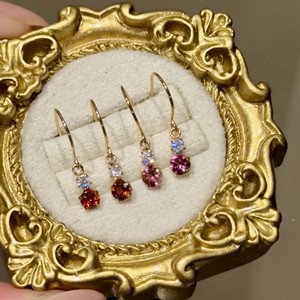 Boucles d'oreilles Wenchi S925 en argent pur, élégantes, en forme de goutte d'eau, avec zircon, design japonais tendance, diamant coloré, douces et polyvalentes - Product Image 5