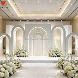 Fondo de Boda Clásico SMOOTH 3D en PVC Blanco Combinado con Arco, Fondo de Boda Acrílico Iluminado con LED Multicapa Personalizado - Product Image 1