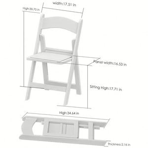 Chaises de jardin empilables pour événements en plein air, chaises pliantes en résine plastique blanche rembourrées pour mariage et fête, en vente - Product Image 1