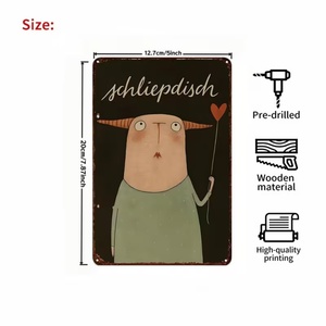 Letrero metálico con cita alemana de Schliepdisch, placa de hojalata con diseño de monstruo adorable, decoración de pared vintage de dibujos animados para el hogar - Product Image 2