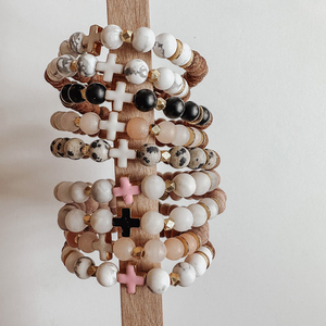 Kreuz ätherisches Öl Diffusor Armband, Natur Edelstein Holz Perlen Armband, Armbänder und Armbänder