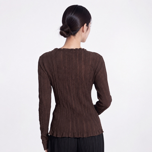 Blusa Casual Minimalista para Mujer, Corte Ajustado, Tejido de Poliéster, Cierre de Botones, Transpirable, Manga Larga, Venta al Por Mayor, Ecológica - Product Image 6