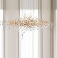 Lustre en verre de luxe fait main tout en cuivre VH, art moderne, design unique, forme ovale, pour salle à manger, installation suspendue
