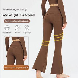 Grosir Set Yoga pinggang tinggi wanita kustom celana Yoga kontrol perut berkualitas tinggi + atasan ketat kain melar - Product Image 5