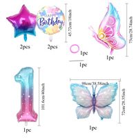 Ensemble de ballons en aluminium à thème papillon numéro de ciel étoilé pour jouets de décoration de fête d'anniversaire pour enfants