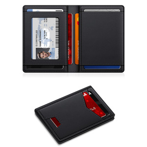 กระเป๋าสตางค์หนังแท้สำหรับผู้ชาย ป้องกัน RFID บางเฉียบ ใส่บัตรได้ 6 นิ้ว สีดำกาแฟ - Product Image 5