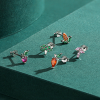 1 stuk eenvoudige schattige groente-fruitoorbellen echt 925 sterling zilver kleurrijke kleine oorknopjes voor dames meisjes fijne sieraden