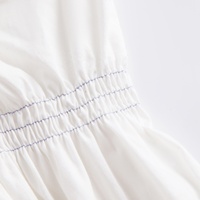 Fabricant de vêtements de luxe, vêtements pour femmes sur mesure, robe plissée en coton à fleurs vintage blanche mignonne, robe trapèze pour femmes