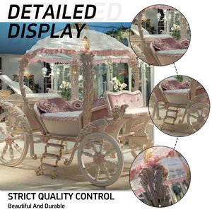 Lit <span class=keywords><strong>Château</strong></span> Européen Design Cendrillon Forme Carrosse Citrouille Canapé Lit <span class=keywords><strong>de</strong></span> Luxe pour Enfants Princesse Blanc et Doré - Product Image 2