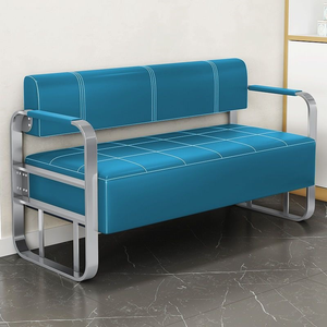 Barber shop hair salon waiting chairs beauty clothing store relaxation area stainless steel <b>gold</b>-plated <b>sofa</b> waiting area - Product Image 3