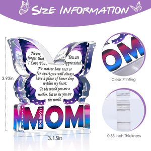Letrero Decorativo Acrílico con Diseño de Mariposa, Te Amo Mamá, Regalo de Navidad o Cumpleaños para Madre, Novia Madre, Placa Decorativa Única - Product Image 4
