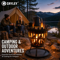 Brasero en fer robuste Cayley pour extérieur, camping, terrasse, jardin, barbecue et chauffage