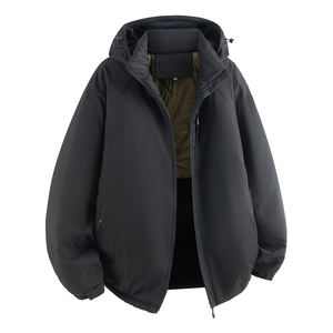 Veste d'hiver matelassée, design slim, capuche amovible, poche avec logo, XL, imperméable, épaisse, style bulle, plumes - Product Image 4